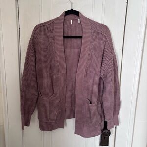 Women's Mauve Open-Front Sweater